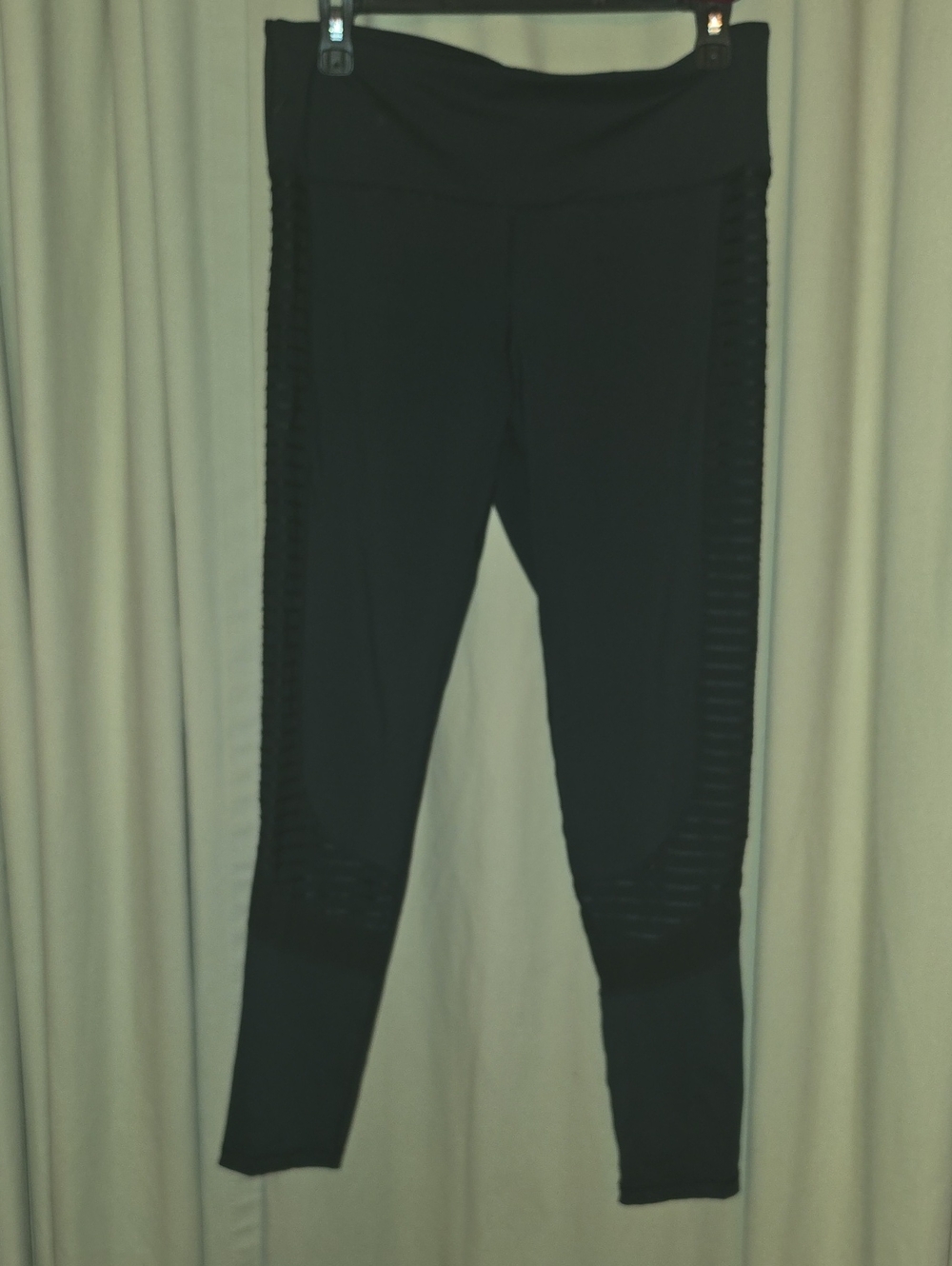 Yahada Black Leggings with Ribbed Side Panels